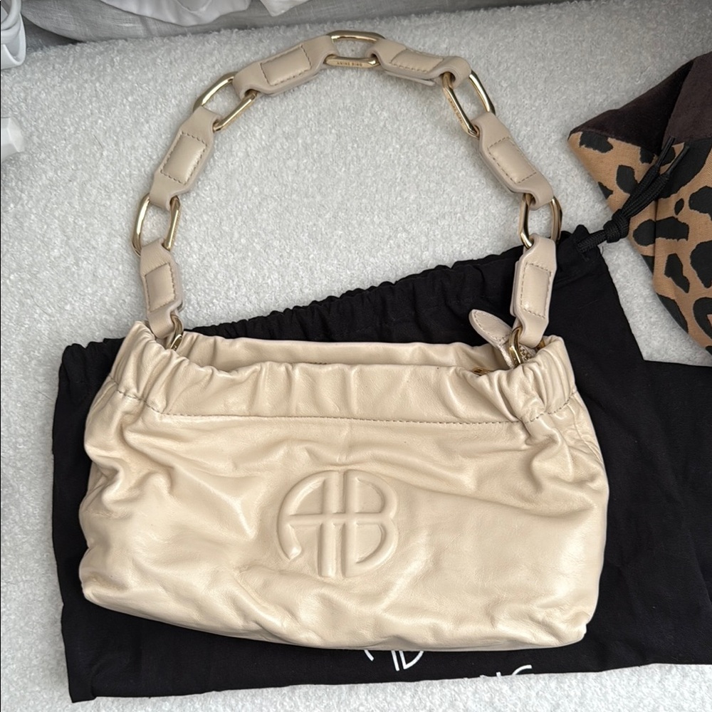 Anine Bing Cream Shoulder Bag with Chain Strap